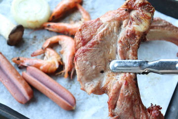 South Korea food. Korean bbq cook