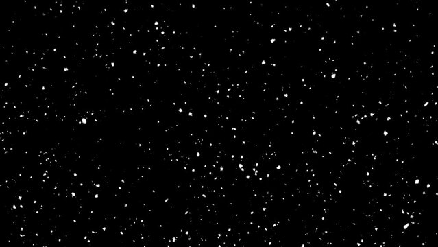 Snow overlay on black background winter night - snowflakes slowly falling effect. High quality 4k footage