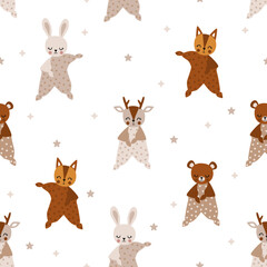 seamless pattern with baby animals toy