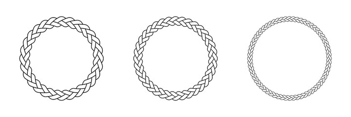 Circle Rope Frame Border With 3 Strand Braid Knot Ornament Pattern Vector Illustration