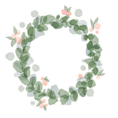 illustration frame with rose. frame in the shape of a circle. plants, flowers