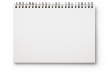 blank open notebook / ring binder isolated over a transparent background, business stationery, school, art, or craft supply, top view / flat lay for your scenes, copyspace