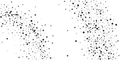 Naklejka na ściany i meble Falling confetti stars. Black stars on a white background. Festive background. Abstract texture on a white background. Design element. Vector illustration, eps 10.