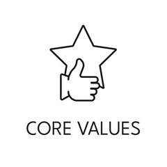 Core values thin line icon on white background