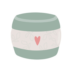 Cosmetic in a jar. Facial care, hygienic skin care essences. Flat graphic vector illustration isolated on white background