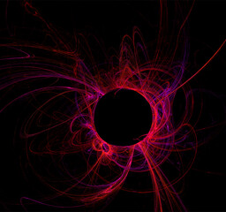 illustration of a scarlet space planet star system, color graphics, background © Yuliia