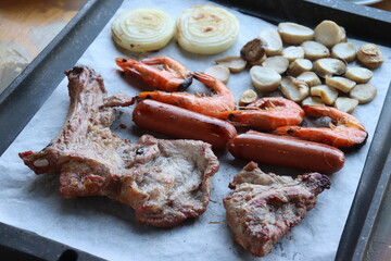 South Korea food. Korean bbq cook