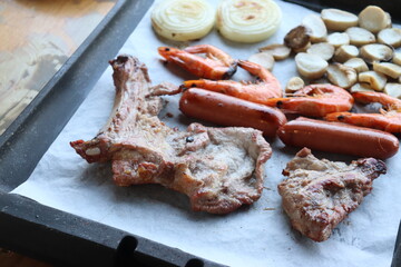 South Korea food. Korean bbq cook