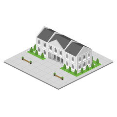 Isometric residental, city hall, town hall.