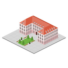 Isometric residental, city hall, town hall, hotel.