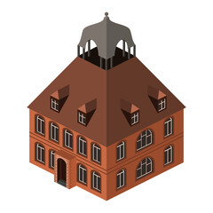 Isometric residental, city hall, town hall, hotel.