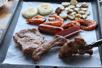 South Korea food. Korean bbq cook