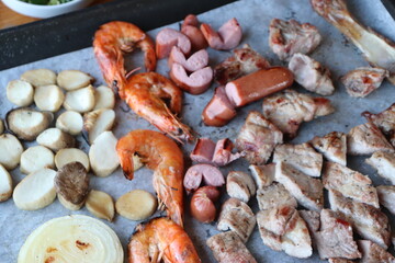 South Korea food. Korean bbq cook