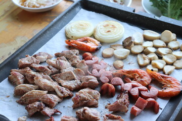 South Korea food. Korean bbq cook