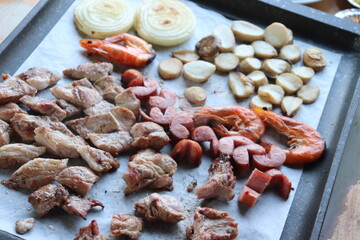 South Korea food. Korean bbq cook