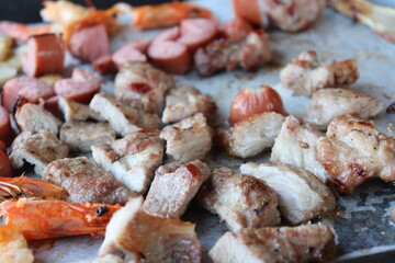 South Korea food. Korean bbq cook