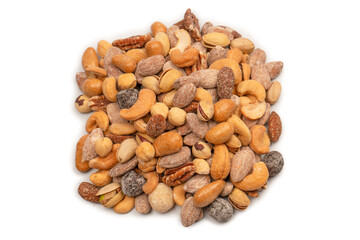 A group of almonds, pistachios, walnuts, macadamia, cashews.