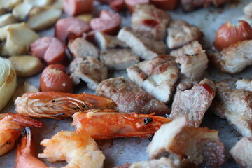 South Korea food. Korean bbq cook