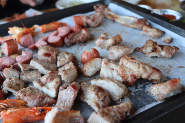 South Korea food. Korean bbq cook