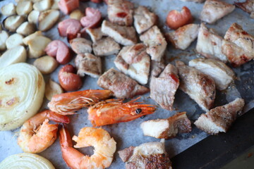 South Korea food. Korean bbq cook