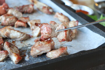 South Korea food. Korean bbq cook