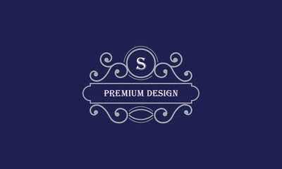 Vector logo design with place for text and initial S. Elegant monogram for restaurant, clothing brand, heraldry, business