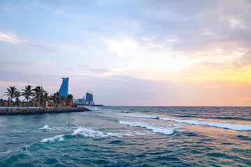 Jeddah beach Saudi Arabia - Sunset Red Sea corniche View, Waterfront
