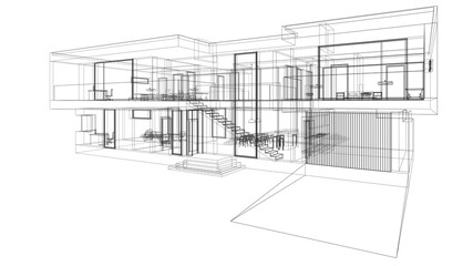 house building sketch architecture 3d illustration