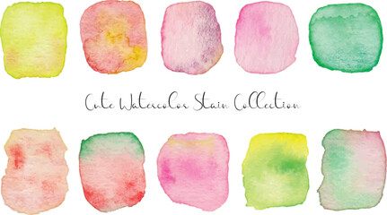 a set of trendy color brush strokes watercolor stain 