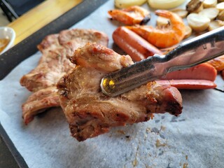 South Korea food. Korean bbq cook