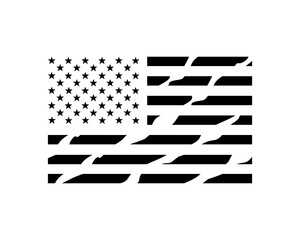 USA American flag, black isolated on white background, vector illustration
