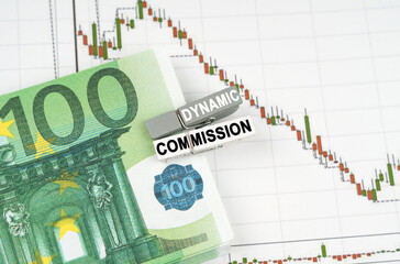 On the charts of quotes are the euro, clothespins with the inscription - Dynamic Commission