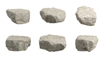 Rock concrete shape transparent background 3d rendering png file