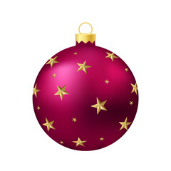Pink Christmas tree toy or ball Volumetric and realistic color illustration