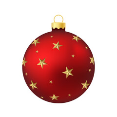 Red Christmas tree toy or ball Volumetric and realistic color illustration