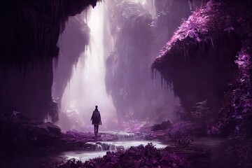 Fototapeta premium people walking in the forest. Generative Ai.