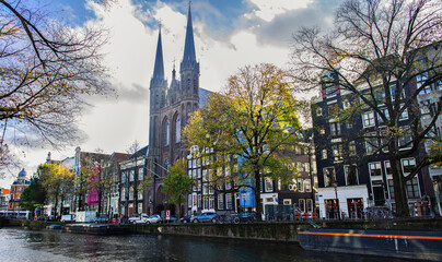 De Krijtberg church view from canal