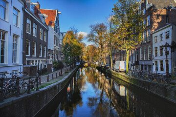 Fototapeta na wymiar Amsterdam beautiful canals river view