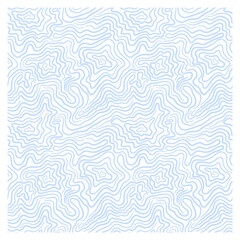 Abstract pattern of blue tangled lines-waves on a white background.