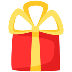 Christmas gift box with ribbon. Holiday present illustration	