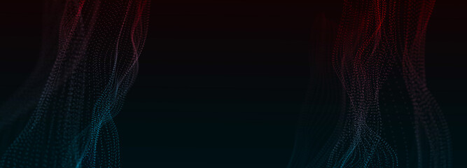 Musical abstract background. Equalizer for music showing sound waves. Network connection structure. Big data visualization. 3D rendering.