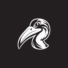 ibis mascot logo , black and white, wildlife logo