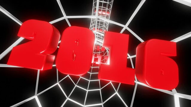 2012 - 2023 3D text animation on a futuristic network background. New year celebration concept