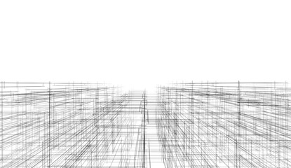 Abstract architectural rendering 3d illustration