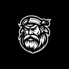 pirate mascot logo, black and white, sea man logo 