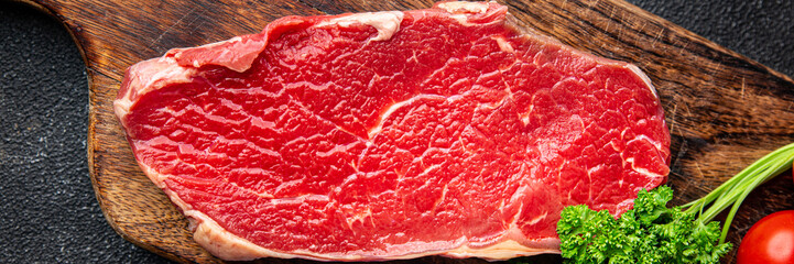beef steak fresh raw meat meal food snack on the table copy space food background rustic top view