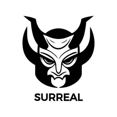 surreal mascot  logo , black and white 