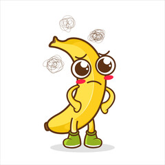 Illustration graphic vector of banana with angry expression, annoyed banana, fruit character.