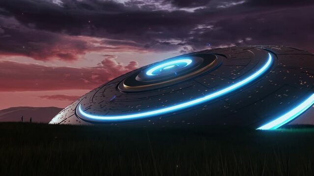 Ufo Alien Ship Crash Scene - Loop Scifi Landscape Animation Background