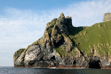 Steep cliffs of St Kilda. The Saint Kilda archipelago contains the largest colony of Northern...